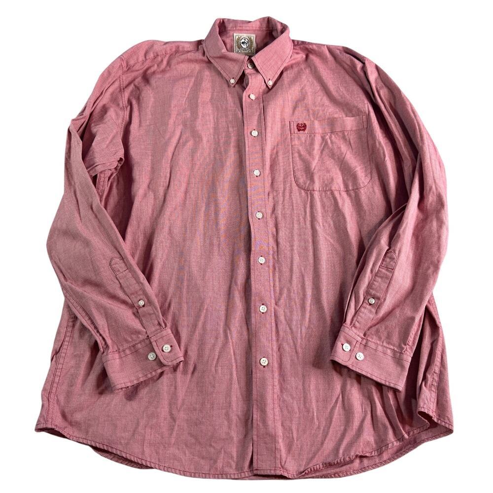Cinch Men's Button Down Shirt Large Red Micro Check Long Sleeve Western Cotton